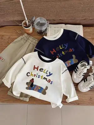 Boys Girls Hello Christmas Cotton T-Shirt Set