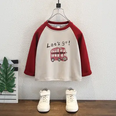 Children's Red White Long Sleeve T-Shirt Set Cotton
