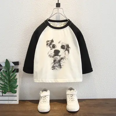Boys Cotton Raglan Sleeve T-Shirt Cartoon Design Medium