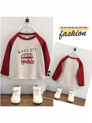 Boys Long Sleeve T-Shirt Red White 2026 New Style