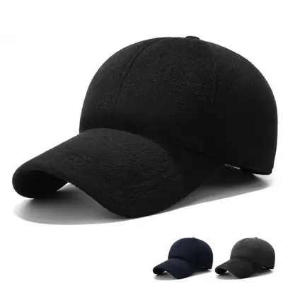 Winter Men's Fleece-lined Baseball Cap with Duckbill & Ear Protection