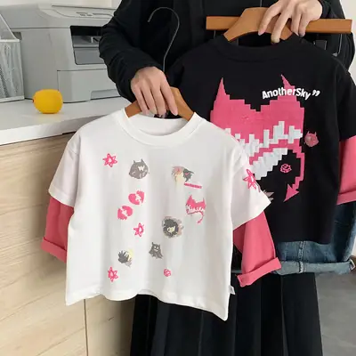 Girls Black Floral Long Sleeve T-Shirt 2025