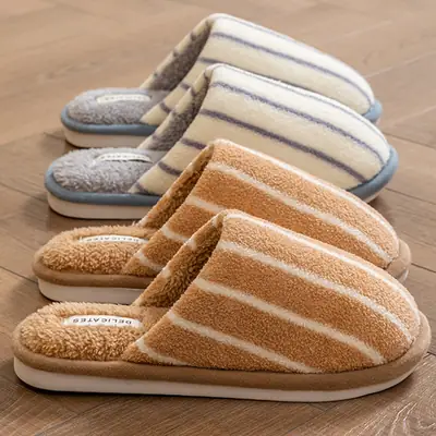 Warm Plush Cotton Slippers for Women Winter Indoor