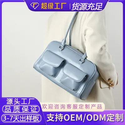 Customized Korean Style Wax Leather Tote Bag Large Capacity