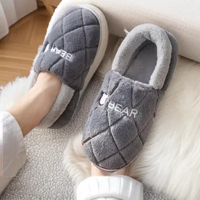 Men's Cotton Slippers Winter Warm Indoor Non-Slip