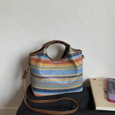 Korean Style Striped Tote Bag for Women