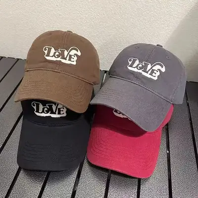 Women Korean Letter Baseball Cap Sunshade Cap Pink White
