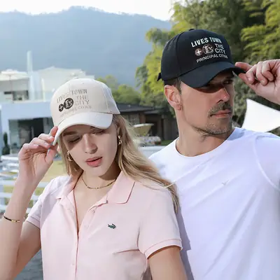 Unisex Brown Duckbill Cap with "Lives Town" Design