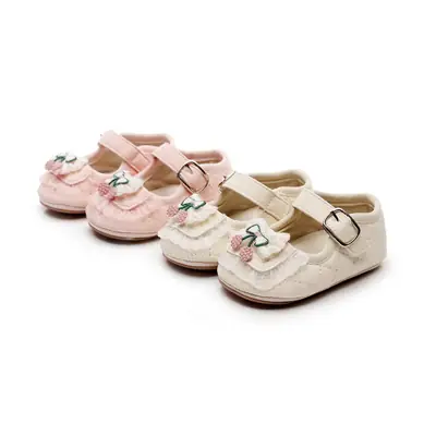 Spring and Autumn Baby Shoes Love Cherry Princess Shoes 0-1 Years Old Toddler Newborn Cotton Breathable Non-Falling Shoes 2
