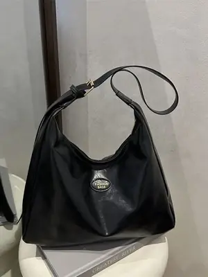 Black Leather Shoulder Bag for Women 2026