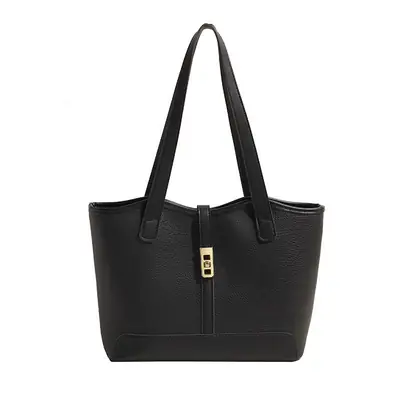 Black Vintage Women's Tote Bag with Gold Clasp