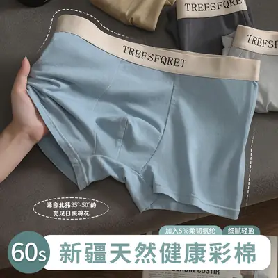 Men Cotton Antibacterial Light Blue Shorts Underwear