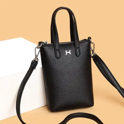 Black Crossbody Phone Coin Bag for Women