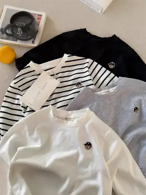 Boys Long Sleeve White T-Shirt 2026 Spring Autumn