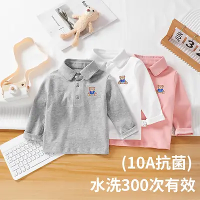 Baby Long Sleeve T-Shirt Grey with Bear Embroidery