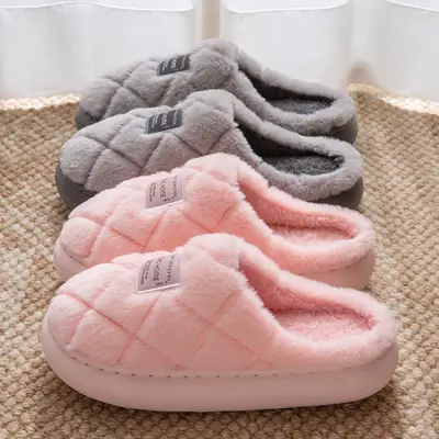 Women Men Winter Cotton Warm Slippers Indoor