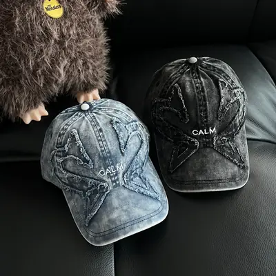 Women Washed Embroidered Baseball Cap Face-Slimming Trendy