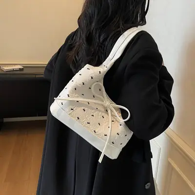 White Bow Armpit Bag for Women 2025