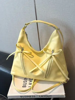 Women's Yellow Bow Shoulder Bag 2024 New Size