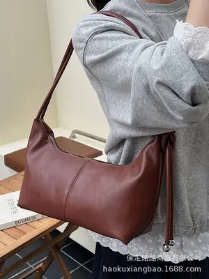 Women Large Capacity Crossbody Bag Brown Leather 2025