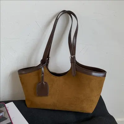 Korean Cross-Border Spliced Large Cap Bag for Women