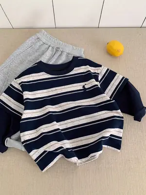 Children Striped T-Shirt 2025 Autumn Boys Girls