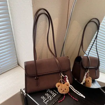 Women Brown Leather Shoulder Bag Set 2025 Autumn Winter