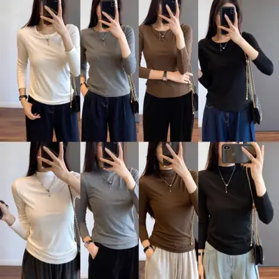 【Special Offer, No Returns or Exchanges】A Must-Have for Spring and Autumn, Layered Wear, Round Neck, Semi-High Collar, Long-Sleeve T-Shirt for Women in Autumn