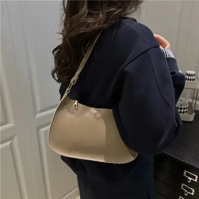 Korean Style Women Shoulder Bag 2025 Blue Beige