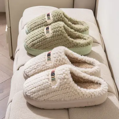 Women Furry Cotton Slippers Winter Warm Non-Slip