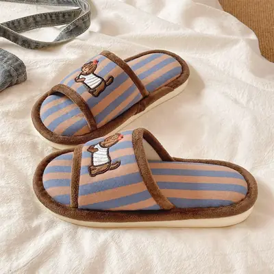 Cute Puppy Striped Slip-On Sandals for Women