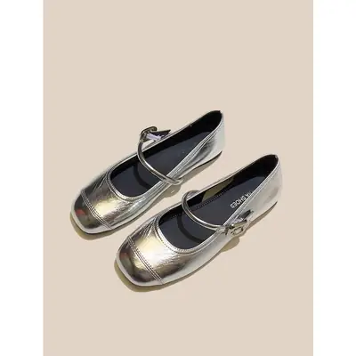 Black French Style Mary Jane Flats for Women