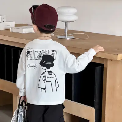 Boys Long Sleeve Cotton T-Shirt White 2025