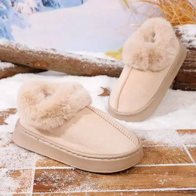 Cross-Border All-Inclusive Suede Cotton Slippers for Home, Thickened and Warm, Closed Heel Maternity Shoes, Eva Non-Slip Snow Boots
