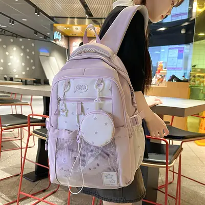 Cute Pink Schoolbag for Girls Large Capacity Single Shoulder