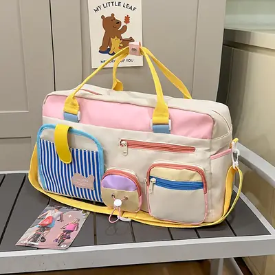 Japanese High-End Travel Bag with Crossbody Strap & Color-Blocking Design