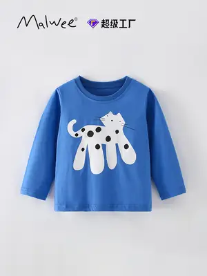 Blue Cartoon Dog T-Shirt for Boys Autumn Winter