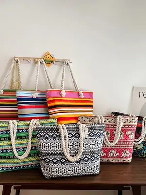 Large Canvas Ethnic Shoulder Tote Bag Women New Style