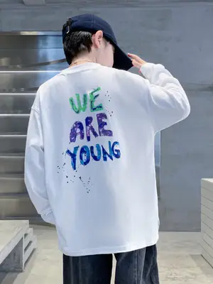 Autumn Long Sleeve T-Shirt for Boys White "We Are Young"
