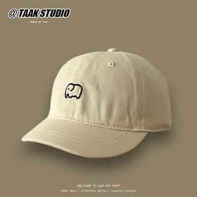 American Retro Elephant Cap Women Summer Short Brim Duckbill Cap