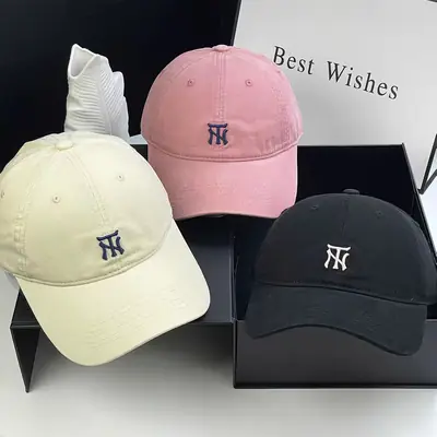 Women's Grey NY Logo Baseball Cap with Wide Brim