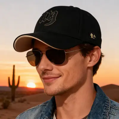 Men's Embroidered Baseball Cap Cream White Outdoor Sun Hat
