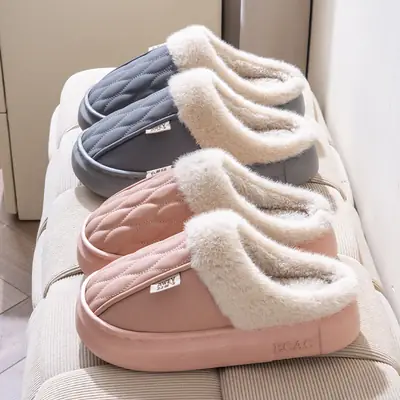 Winter Wool Slippers for Women & Men, Warm & Non-Slip