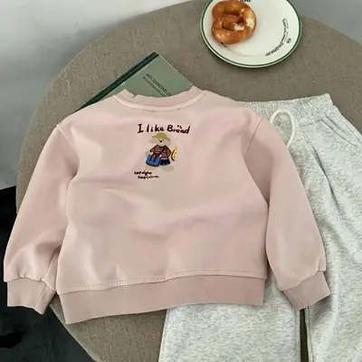 Girls Pink Sweatshirt "I Like Good" 2025 Autumn Wear