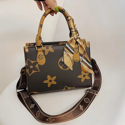 Vintage Monogram Tote Bag for Women Large Capacity Shoulder Bag