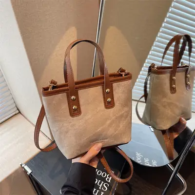 Retro Contrast Handbag Women 2025 Summer Texture