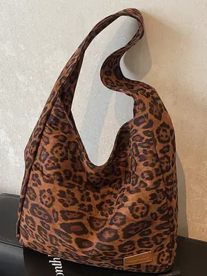 Leopard Textured Women's Shoulder Crossbody Bag Large Capacity