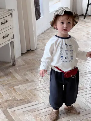 Kids Long Sleeve T-Shirt & Sweatpants Set Spring Korean Style
