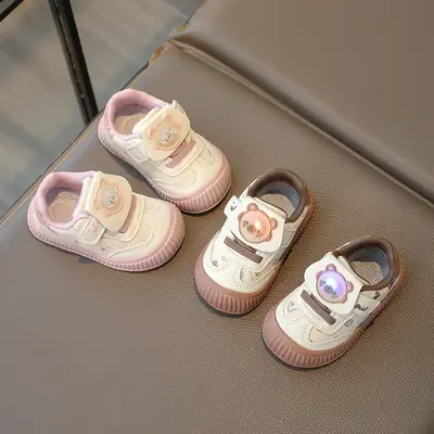 Children's Shoes Baby Toddler Shoes Fashionable Boys and Girls Bear Baby Shoes 2025 Spring and Autum Girls Single New Trend
