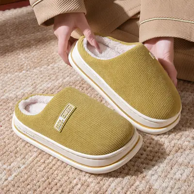 Women Stuffed Cotton Slippers Warm Winter Pink